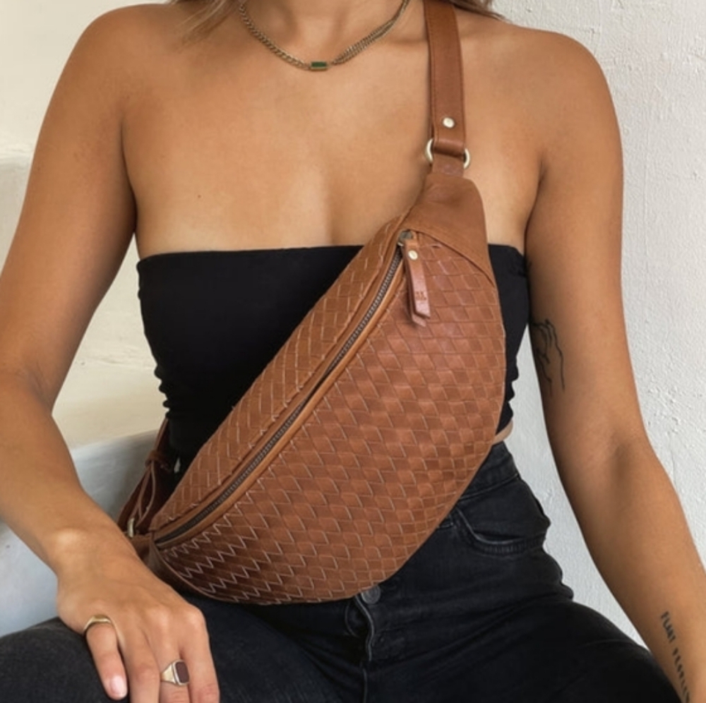 Brown Woven Crossbody Bag